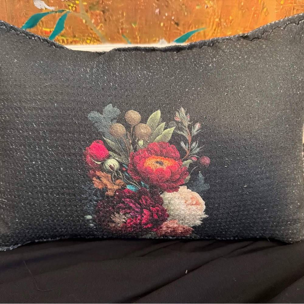 Handmade Peony accent throw pillow with insert.